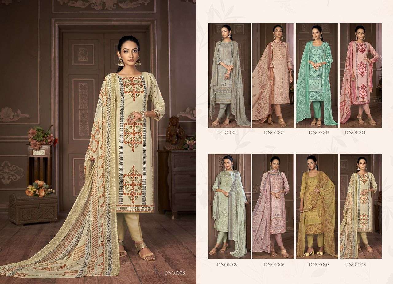 KARINA BY SHIV GORI SILK MILLS 1001 TO 1008 SERIES BEAUTIFUL SUITS COLORFUL STYLISH FANCY CASUAL WEAR & ETHNIC WEAR PURE CAMBRIC COTTON PRINT DRESSES AT WHOLESALE PRICE