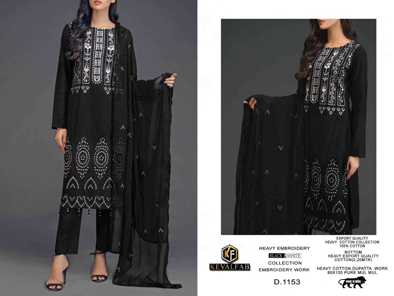 Black And White By Keval Fab 1151 To 1154 Series Beautiful Suits Colorful Stylish Fancy Casual Wear & Ethnic Wear Viscose Lurex Foil Print Dresses At Wholesale Price
