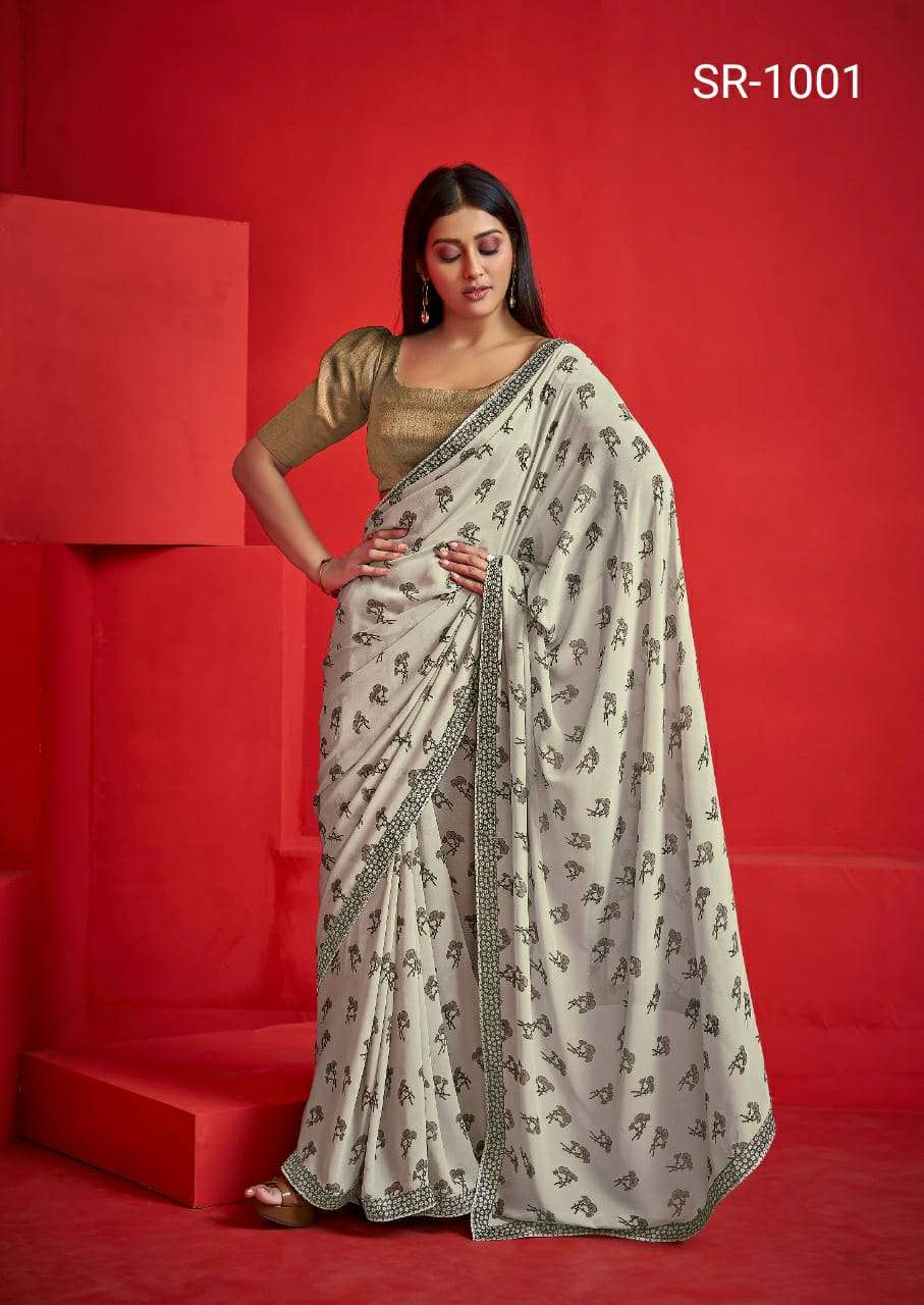 SRAVYA BY STAVAN 1001 TO 1010 SERIES INDIAN TRADITIONAL WEAR COLLECTION BEAUTIFUL STYLISH FANCY COLORFUL PARTY WEAR & OCCASIONAL WEAR WEIGHTLESS SAREES AT WHOLESALE PRICE