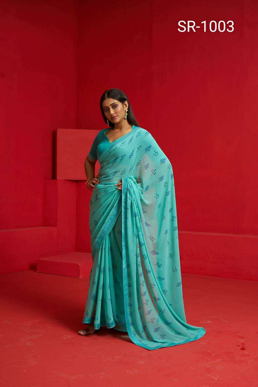 SRAVYA BY STAVAN 1001 TO 1010 SERIES INDIAN TRADITIONAL WEAR COLLECTION BEAUTIFUL STYLISH FANCY COLORFUL PARTY WEAR & OCCASIONAL WEAR WEIGHTLESS SAREES AT WHOLESALE PRICE