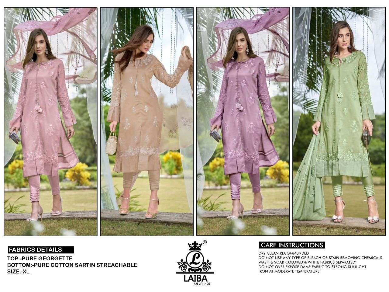 AM VOL-125 BY LAIBA 01 TO 04 SERIES BEAUTIFUL PAKISTANI SUITS COLORFUL STYLISH FANCY CASUAL WEAR & ETHNIC WEAR PURE GEORGETTE DRESSES AT WHOLESALE PRICE