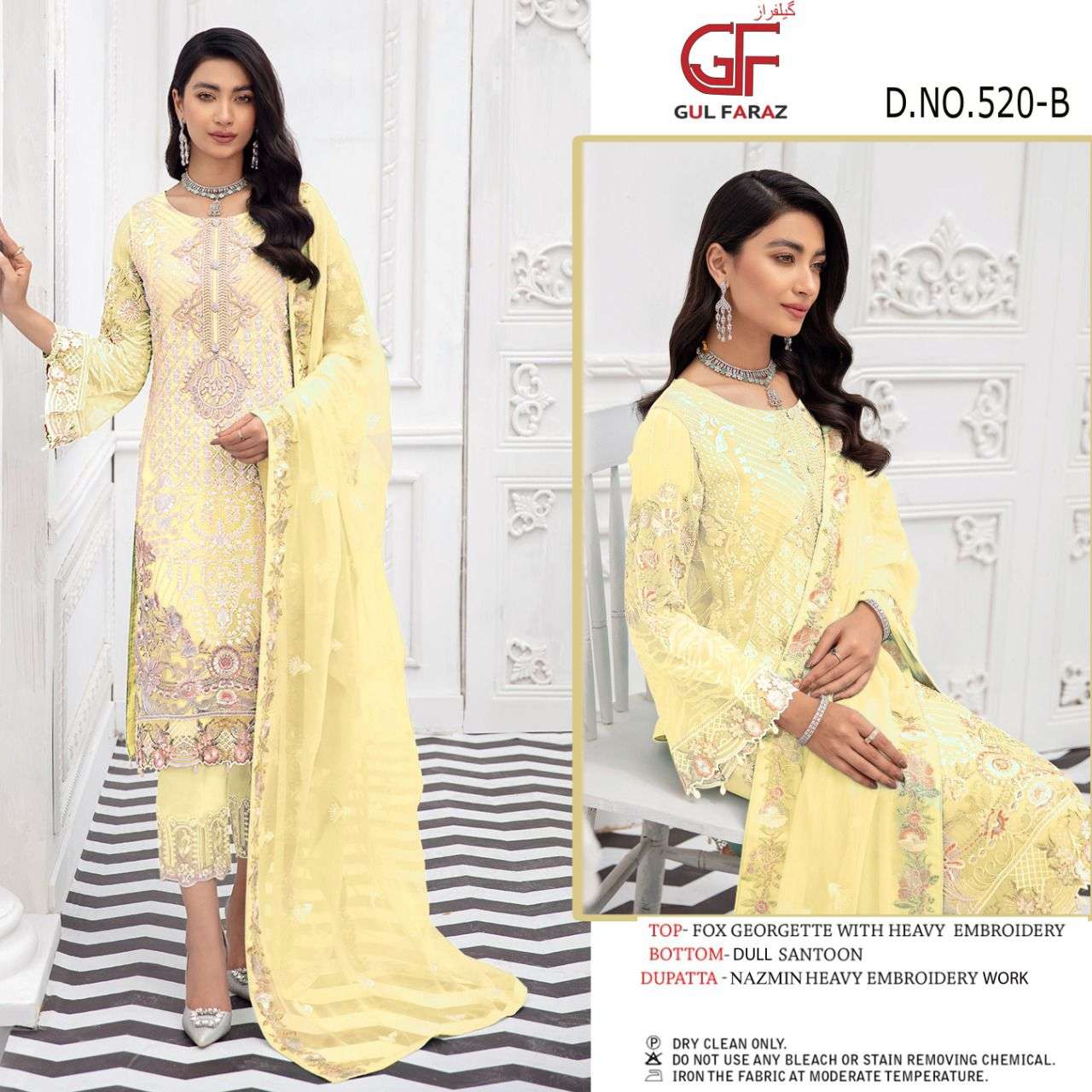 GUL FARAZ 520 COLOURS BY GUL FARAZ 520-A TO 520-D SERIES BEAUTIFUL PAKISTANI SUITS COLORFUL STYLISH FANCY CASUAL WEAR & ETHNIC WEAR FAUX GEORGETTE EMBROIDERED DRESSES AT WHOLESALE PRICE