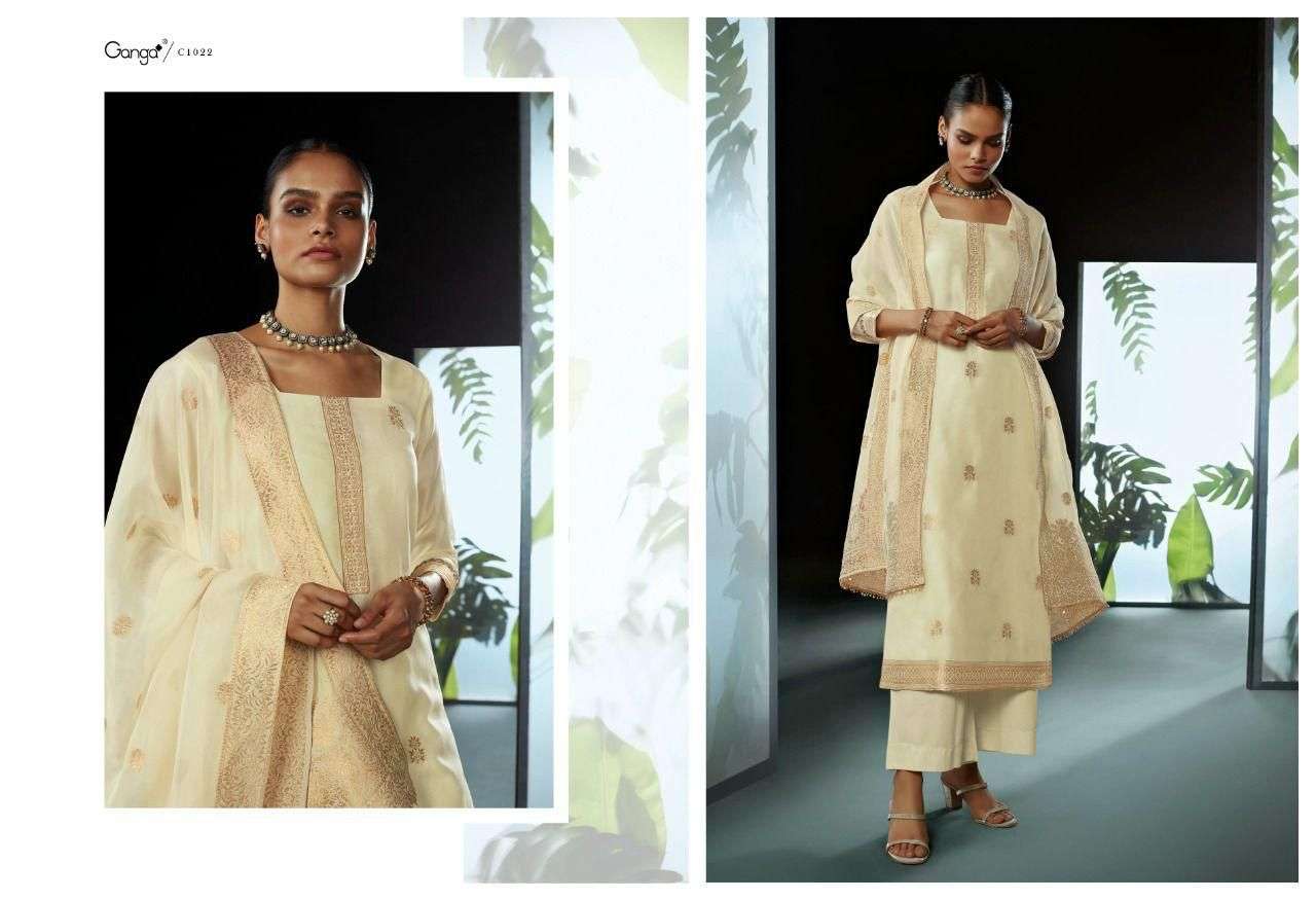 PRAKAMA BY GANGA FASHION 1020 TO 1025 SERIES BEAUTIFUL SUITS COLORFUL STYLISH FANCY CASUAL WEAR & ETHNIC WEAR ORGANZA JACQUARD DRESSES AT WHOLESALE PRICE