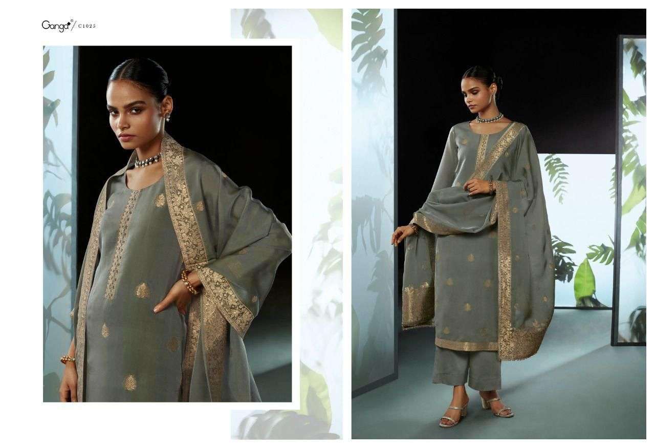PRAKAMA BY GANGA FASHION 1020 TO 1025 SERIES BEAUTIFUL SUITS COLORFUL STYLISH FANCY CASUAL WEAR & ETHNIC WEAR ORGANZA JACQUARD DRESSES AT WHOLESALE PRICE