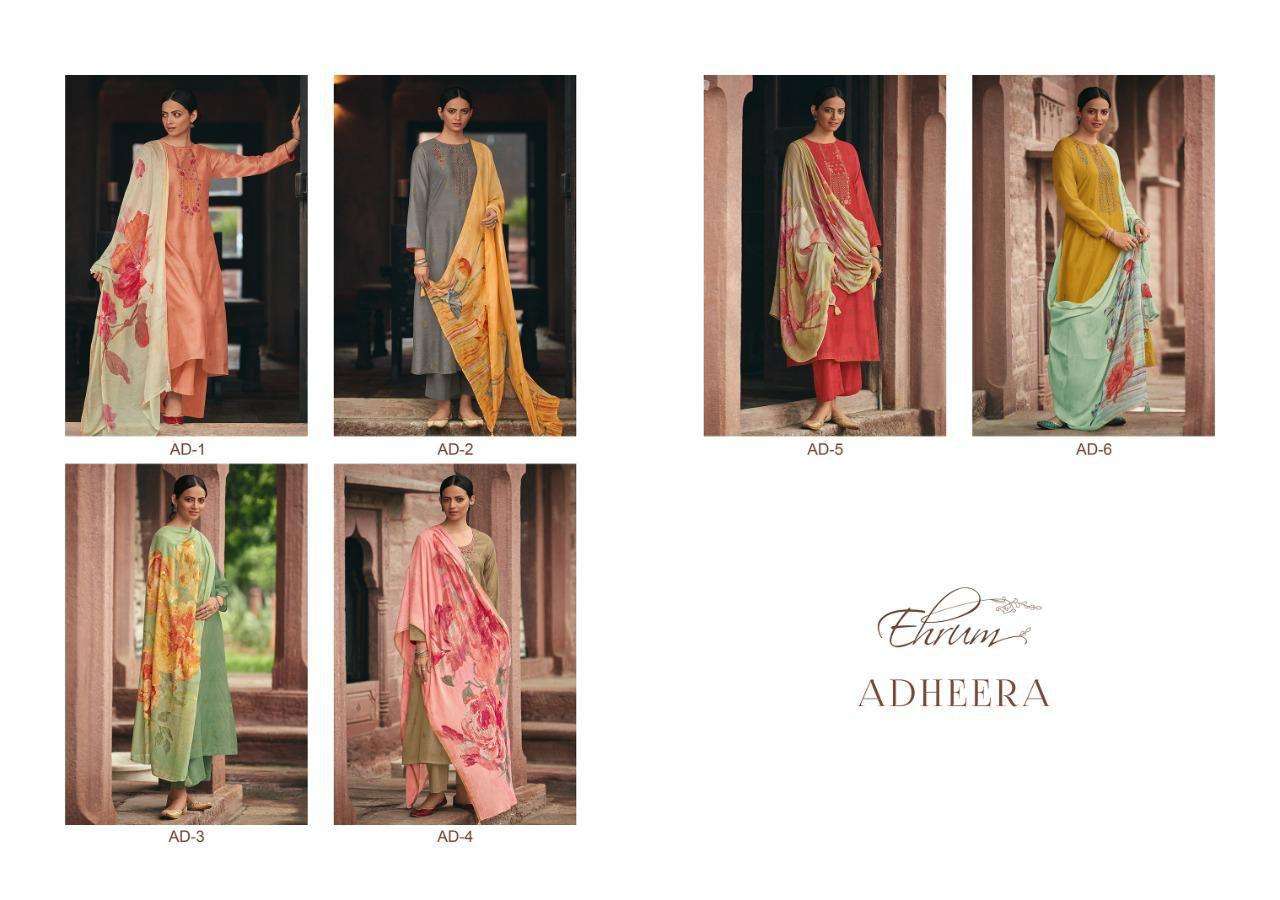 ADHEERA BY EHRUM 01 TO 06 SERIES BEAUTIFUL SUITS COLORFUL STYLISH FANCY CASUAL WEAR & ETHNIC WEAR KORA WEAVING DRESSES AT WHOLESALE PRICE