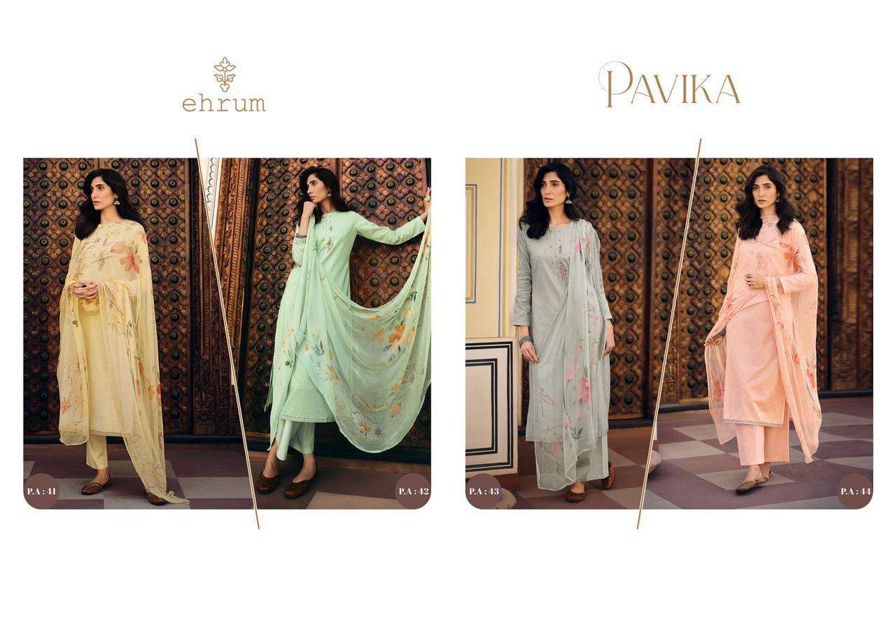 PAVIKA BY EHRUM 41 TO 44 SERIES BEAUTIFUL SUITS COLORFUL STYLISH FANCY CASUAL WEAR & ETHNIC WEAR COTTON PRINT DRESSES AT WHOLESALE PRICE