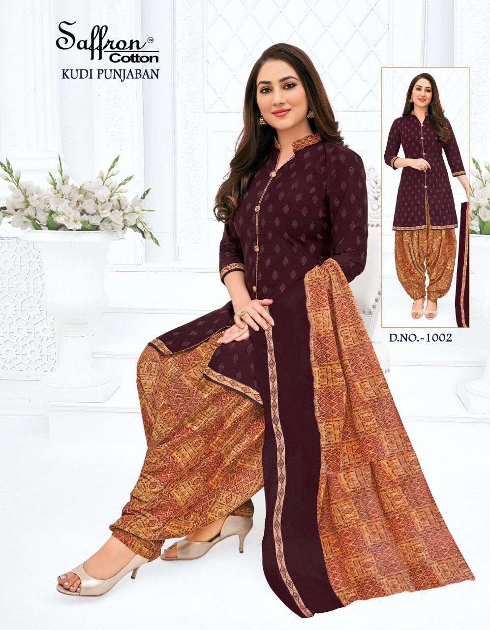 KUDI PUNJABAN BY SAFFRON COTTON 1001 TO 1012 SERIES BEAUTIFUL SUITS COLORFUL STYLISH FANCY CASUAL WEAR & ETHNIC WEAR INDO COTTON DRESSES AT WHOLESALE PRICE