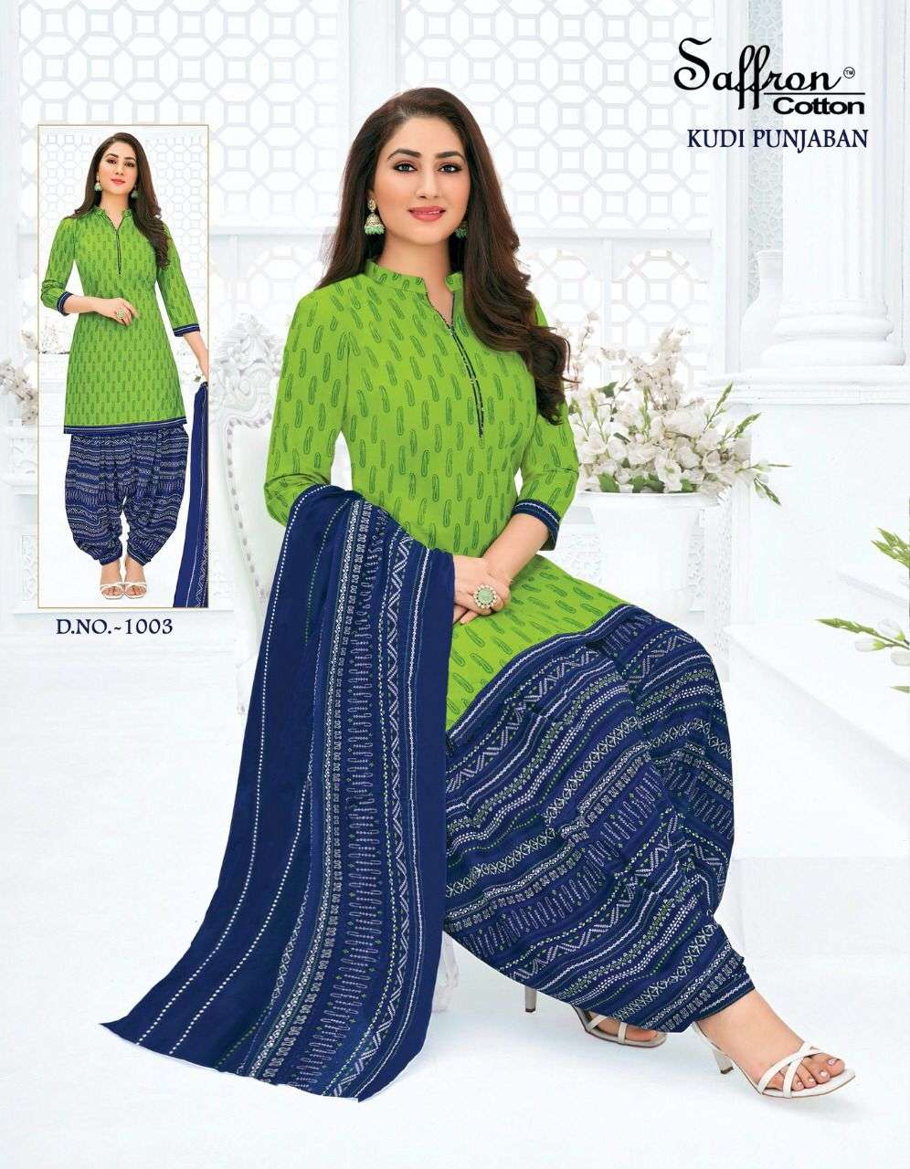 KUDI PUNJABAN BY SAFFRON COTTON 1001 TO 1012 SERIES BEAUTIFUL SUITS COLORFUL STYLISH FANCY CASUAL WEAR & ETHNIC WEAR INDO COTTON DRESSES AT WHOLESALE PRICE