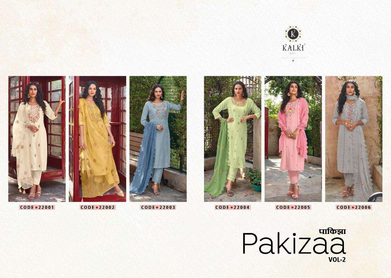 PAKIZAA VOL-2 BY KALKI 22001 TO 22006 SERIES BEAUTIFUL SUITS COLORFUL STYLISH FANCY CASUAL WEAR & ETHNIC WEAR PURE COTTON DRESSES AT WHOLESALE PRICE