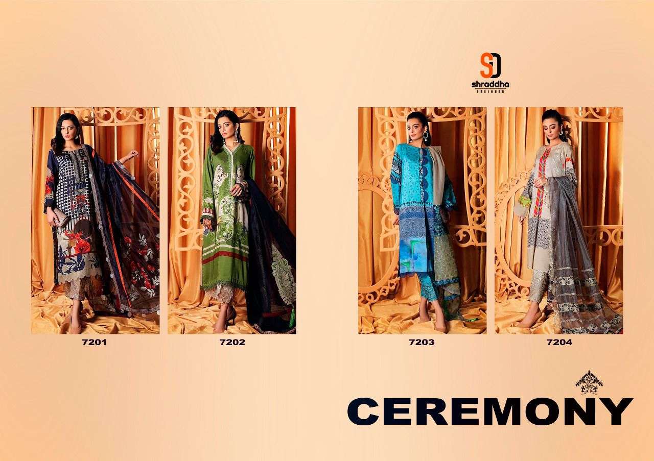 CEREMONY BY SHRADDHA DESIGNER 7271 TO 7274 SERIES BEAUTIFUL PAKISTANI SUITS COLORFUL STYLISH FANCY CASUAL WEAR & ETHNIC WEAR LUXURY LAWN DIGITAL PRINT DRESSES AT WHOLESALE PRICE
