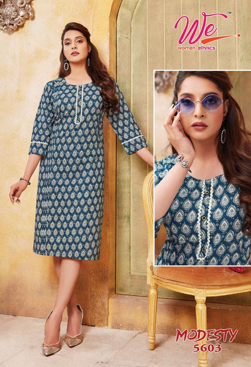 MODESTY BY WOMEN ETHNIC 5601 TO 5608 SERIES DESIGNER STYLISH FANCY COLORFUL BEAUTIFUL PARTY WEAR & ETHNIC WEAR COLLECTION PURE COTTON KURTIS AT WHOLESALE PRICE