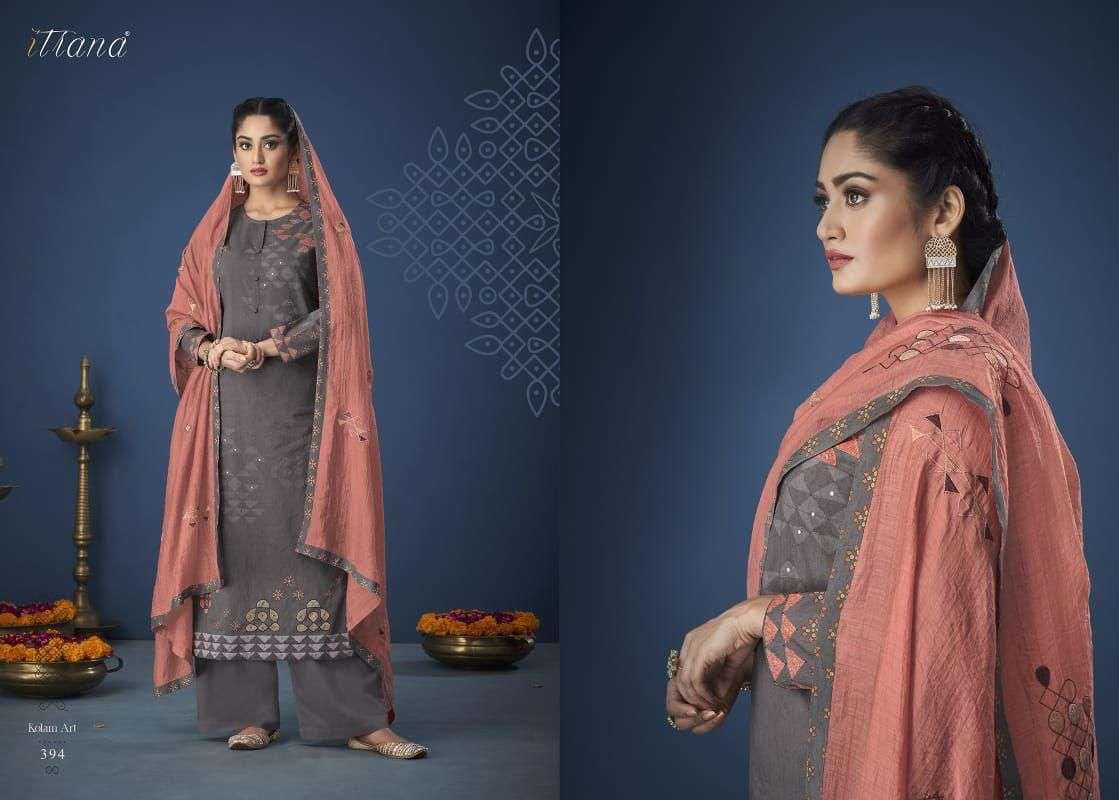 KOLAM ART BY ITRANA BEAUTIFUL SUITS COLORFUL STYLISH FANCY CASUAL WEAR & ETHNIC WEAR PURE LAWN COTTON PRINT DRESSES AT WHOLESALE PRICE