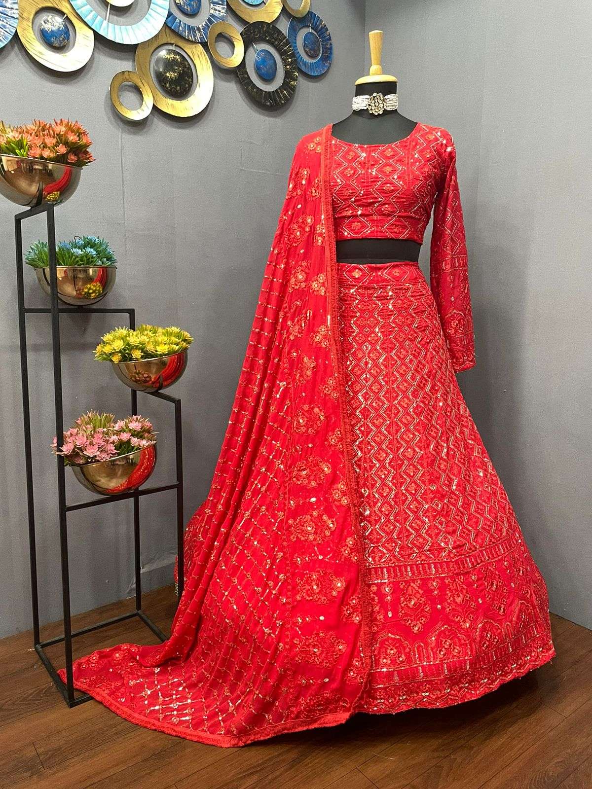 6333 BY FASHID WHOLESALE DESIGNER BEAUTIFUL NAVRATRI COLLECTION OCCASIONAL WEAR & PARTY WEAR GEORGETTE EMBROIDERED LEHENGAS AT WHOLESALE PRICE