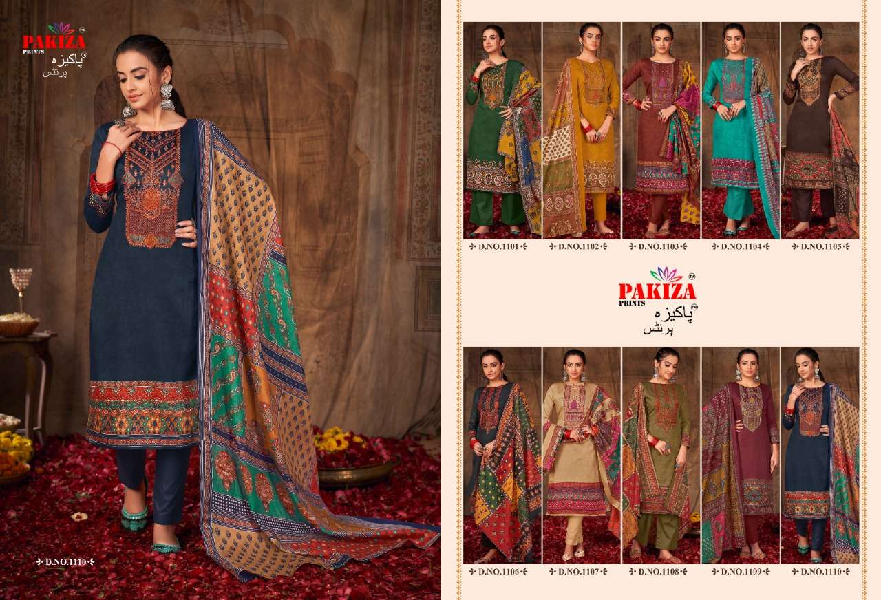 VOLUME VOL-11 BY PAKIZA PRINTS 1101 TO 1110 SERIES BEAUTIFUL SUITS COLORFUL STYLISH FANCY CASUAL WEAR & ETHNIC WEAR LAWN COTTON DRESSES AT WHOLESALE PRICE