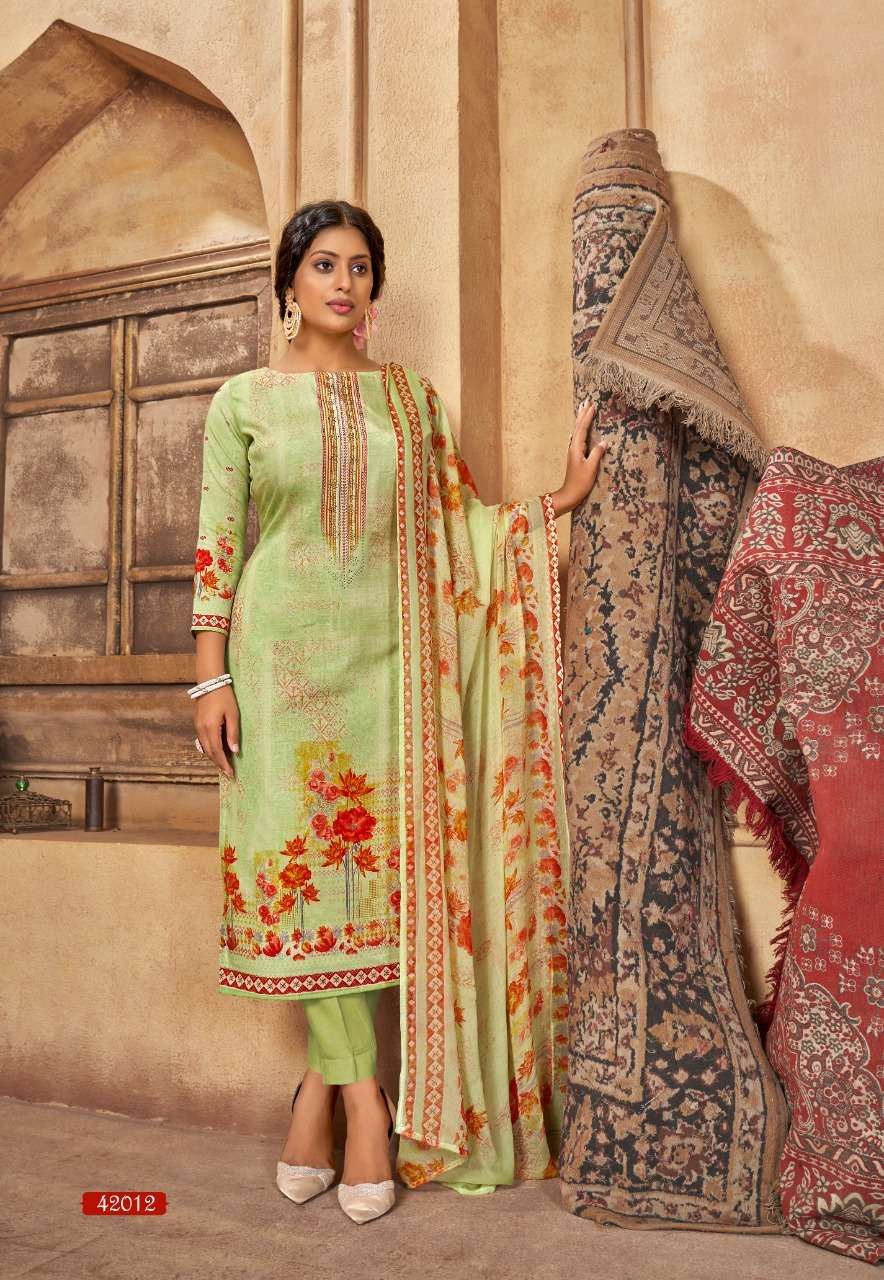 PUNJABI KUDI VOL-42 BY SHIV GORI SILK MILLS 42001 TO 42012 SERIES BEAUTIFUL WINTER COLLECTION SUITS STYLISH FANCY COLORFUL CASUAL WEAR & ETHNIC WEAR COTTON PRINT DRESSES AT WHOLESALE PRICE
