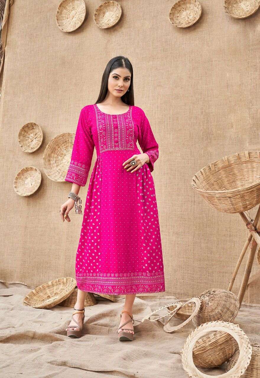 MEHAK BY KANAK NX 01 TO 05 SERIES DESIGNER STYLISH FANCY COLORFUL BEAUTIFUL PARTY WEAR & ETHNIC WEAR COLLECTION RAYON FOIL KURTIS AT WHOLESALE PRICE