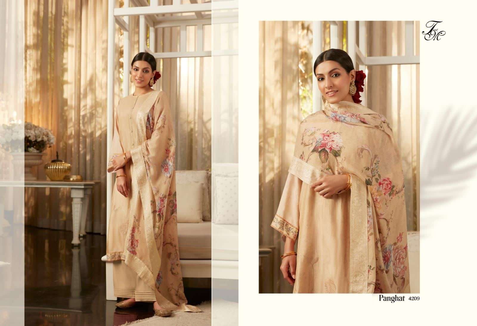 PANGHAT BY T AND M DESIGNER STUDIO BEAUTIFUL SUITS COLORFUL STYLISH FANCY CASUAL WEAR & ETHNIC WEAR RUSSIAN SILK PRINT DRESSES AT WHOLESALE PRICE