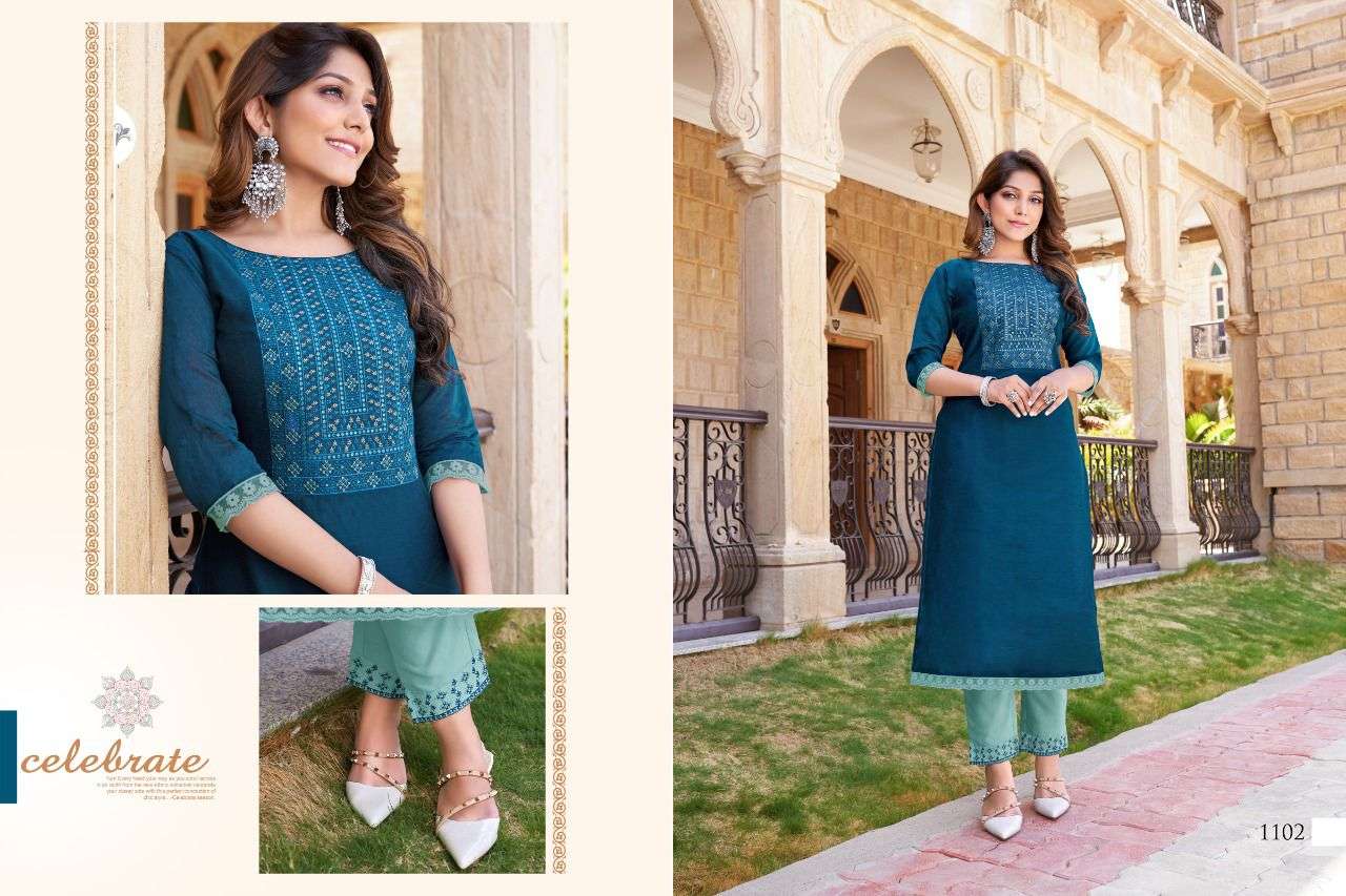 KANISHKA BY HARIYAALI 1101 TO 1106 SERIES DESIGNER STYLISH FANCY COLORFUL BEAUTIFUL PARTY WEAR & ETHNIC WEAR COLLECTION MODAL SILK WITH WORK KURTIS WITH BOTTOM AT WHOLESALE PRICE