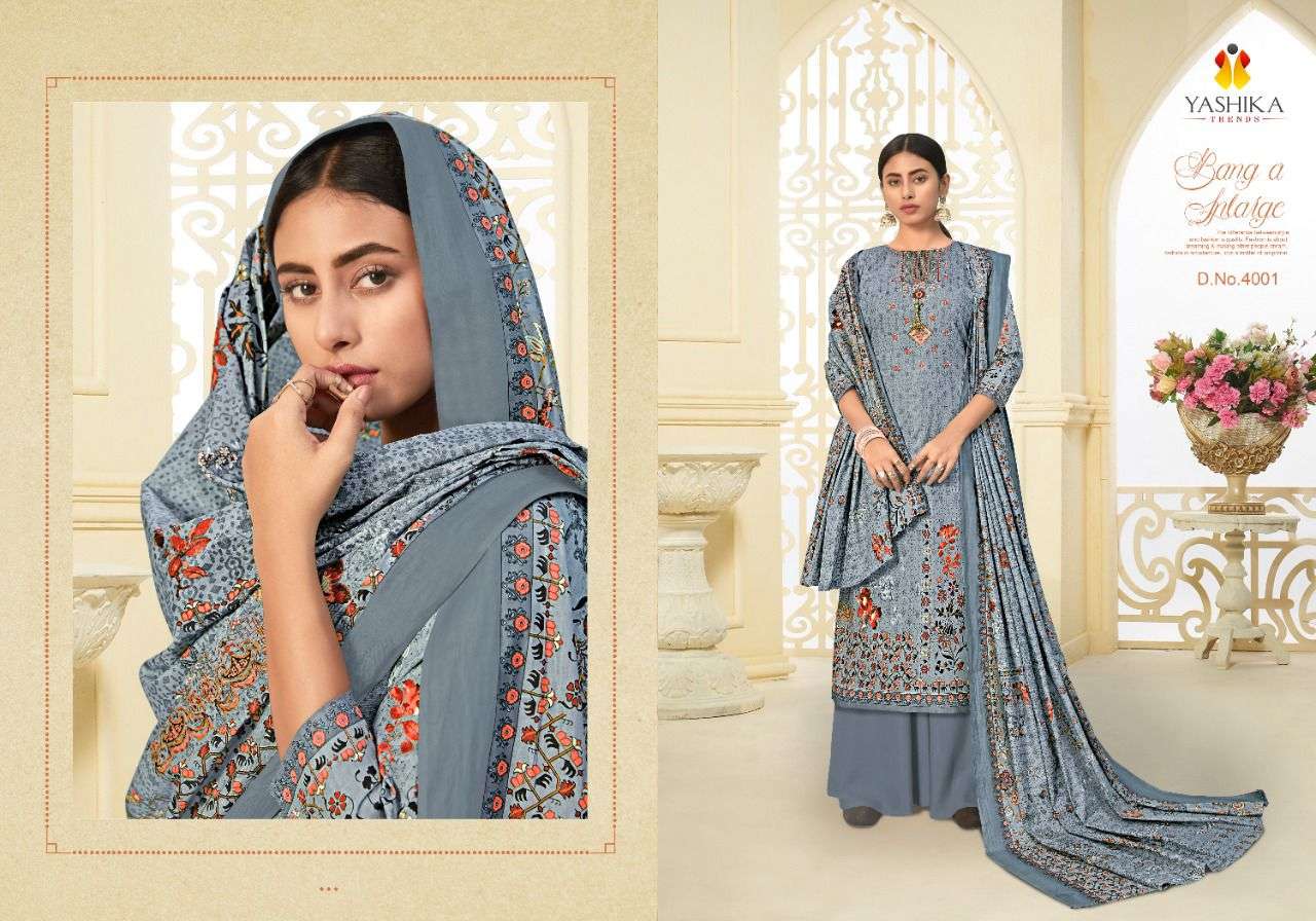 ZULFFAT VOL-4 BY YASHIKA TRENDS 4001 TO 4006 SERIES BEAUTIFUL STYLISH SUITS FANCY COLORFUL CASUAL WEAR & ETHNIC WEAR & READY TO WEAR PURE LAWN PRINTED DRESSES AT WHOLESALE PRICE