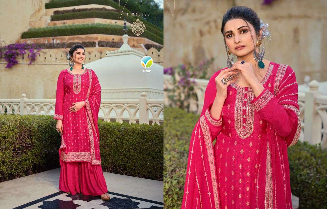 KASEESH GUZARISH HITLIST BY VINAY FASHION BEAUTIFUL STYLISH SHARARA SUITS FANCY COLORFUL CASUAL WEAR & ETHNIC WEAR & READY TO WEAR DOLA JACQUARD EMBROIDERED DRESSES AT WHOLESALE PRICE