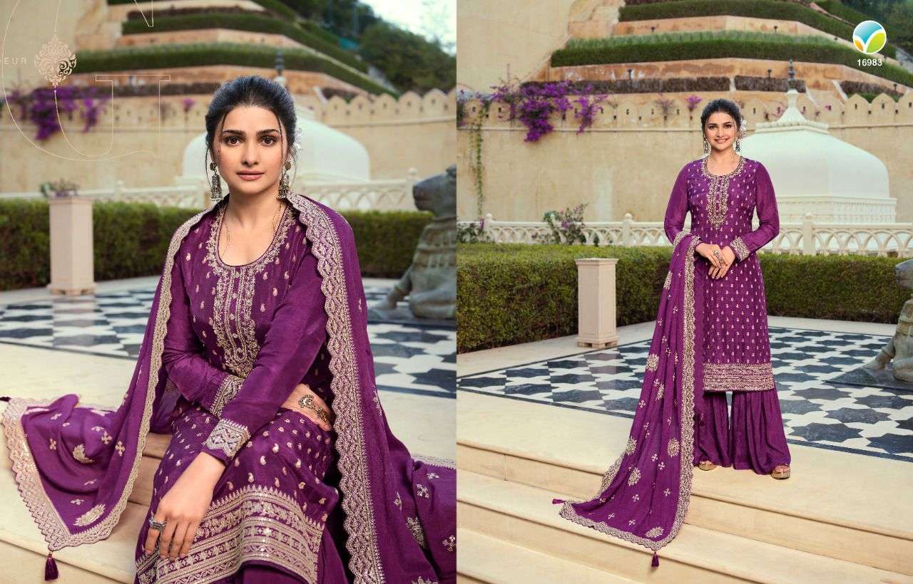 KASEESH GUZARISH HITLIST BY VINAY FASHION BEAUTIFUL STYLISH SHARARA SUITS FANCY COLORFUL CASUAL WEAR & ETHNIC WEAR & READY TO WEAR DOLA JACQUARD EMBROIDERED DRESSES AT WHOLESALE PRICE
