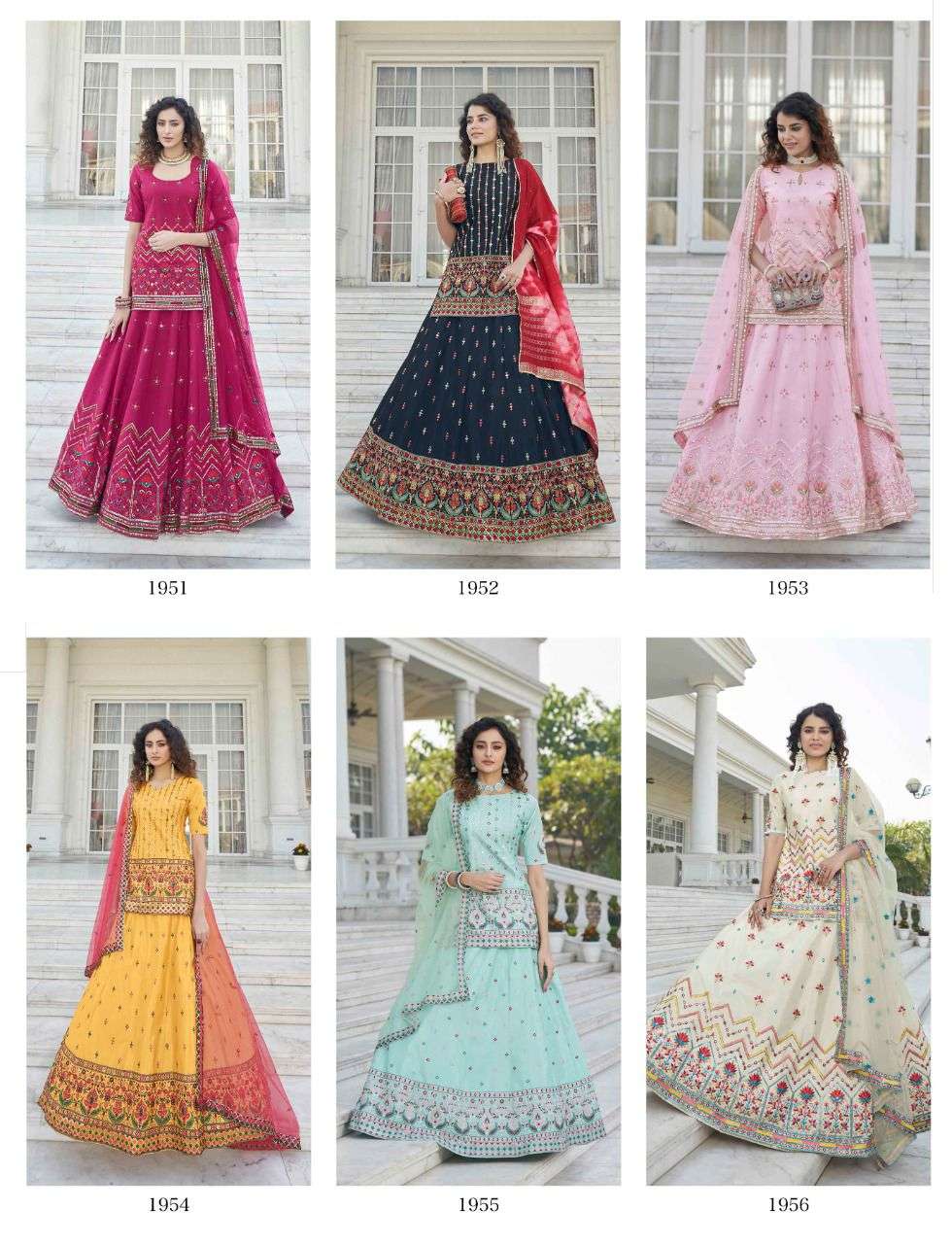 Parampara Vol-1 By Shubhkala 1951 To 1956 Series Festive Wear Collection Beautiful Stylish Colorful Fancy Party Wear & Occasional Wear Chinnon Silk Lehengas At Wholesale Price