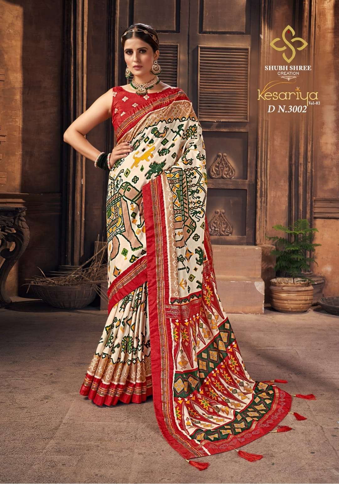 KESARIYA VOL-3 BY SHUBH SHREE 3001 TO 3006 SERIES INDIAN TRADITIONAL WEAR COLLECTION BEAUTIFUL STYLISH FANCY COLORFUL PARTY WEAR & OCCASIONAL WEAR TUSSAR SILK SAREES AT WHOLESALE PRICE