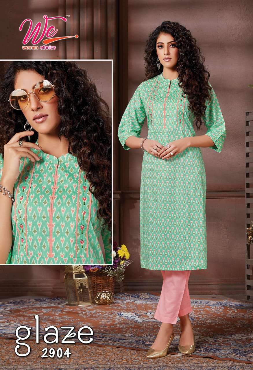 GLACE BY WOMEN ETHNIC 2901 TO 2908 SERIES DESIGNER STYLISH FANCY COLORFUL BEAUTIFUL PARTY WEAR & ETHNIC WEAR COLLECTION PURE COTTON KURTIS WITH BOTTOM AT WHOLESALE PRICE