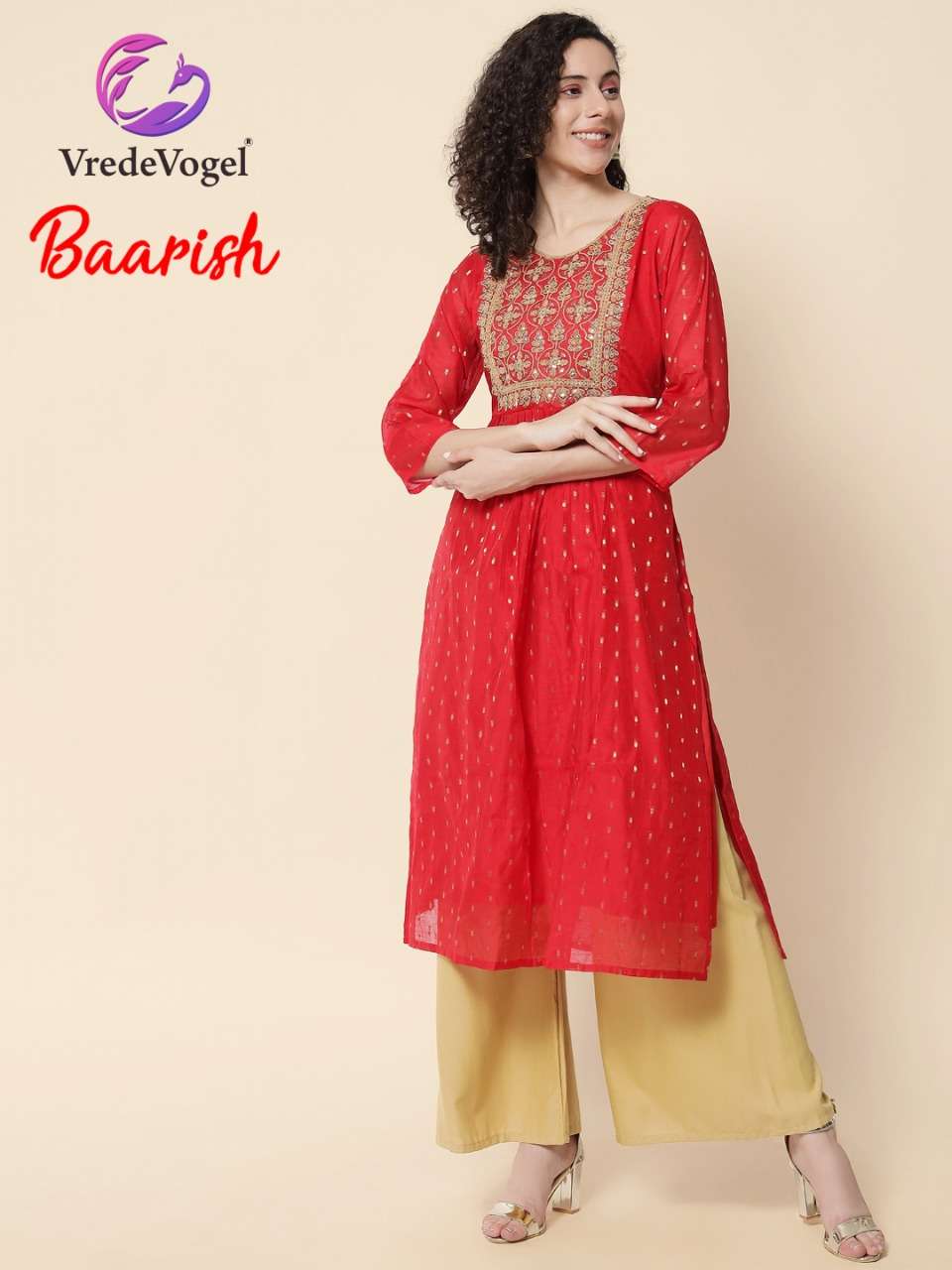 BAARISH BY VREDE VOGEL 1001 TO 1007 SERIES DESIGNER STYLISH FANCY COLORFUL BEAUTIFUL PARTY WEAR & ETHNIC WEAR COLLECTION MODAL CHANDERI KURTIS AT WHOLESALE PRICE