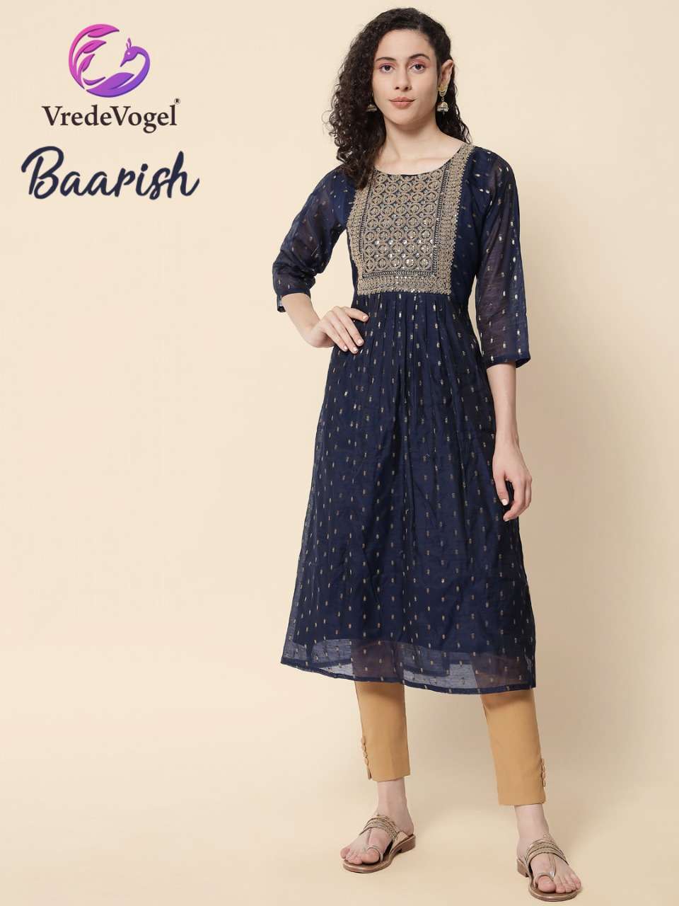 BAARISH BY VREDE VOGEL 1001 TO 1007 SERIES DESIGNER STYLISH FANCY COLORFUL BEAUTIFUL PARTY WEAR & ETHNIC WEAR COLLECTION MODAL CHANDERI KURTIS AT WHOLESALE PRICE