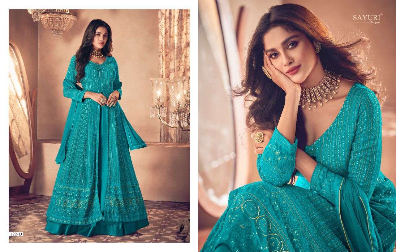 Noor Gold Plus By Sayuri 122-A To 122-E Series Beautiful Suits Colorful Stylish Fancy Casual Wear & Ethnic Wear Real Georgette Dresses At Wholesale Price