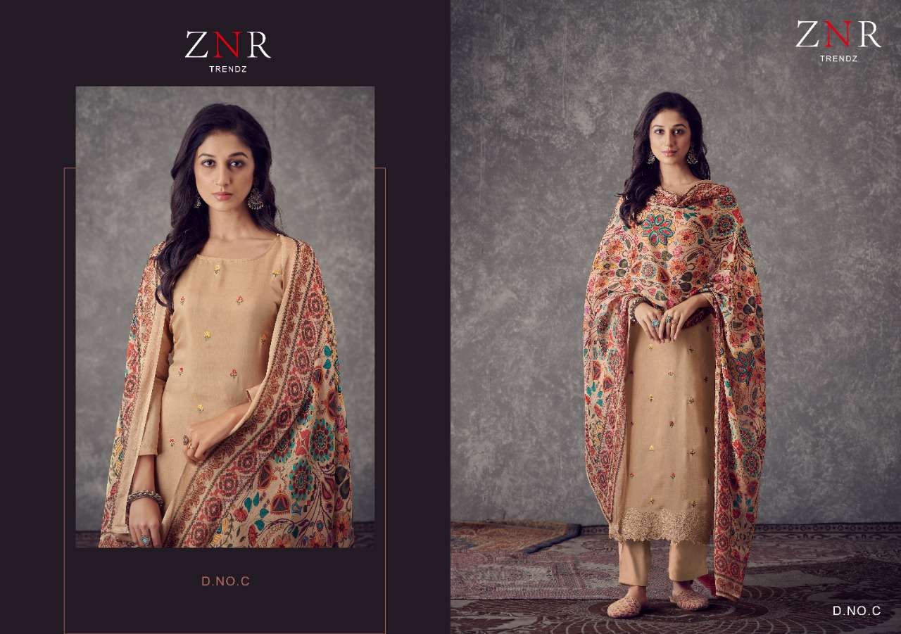 RESHAM BY ZNR TRENDZ A TO D SERIES BEAUTIFUL SUITS COLORFUL STYLISH FANCY CASUAL WEAR & ETHNIC WEAR MUSLIN EMBROIDERED DRESSES AT WHOLESALE PRICE