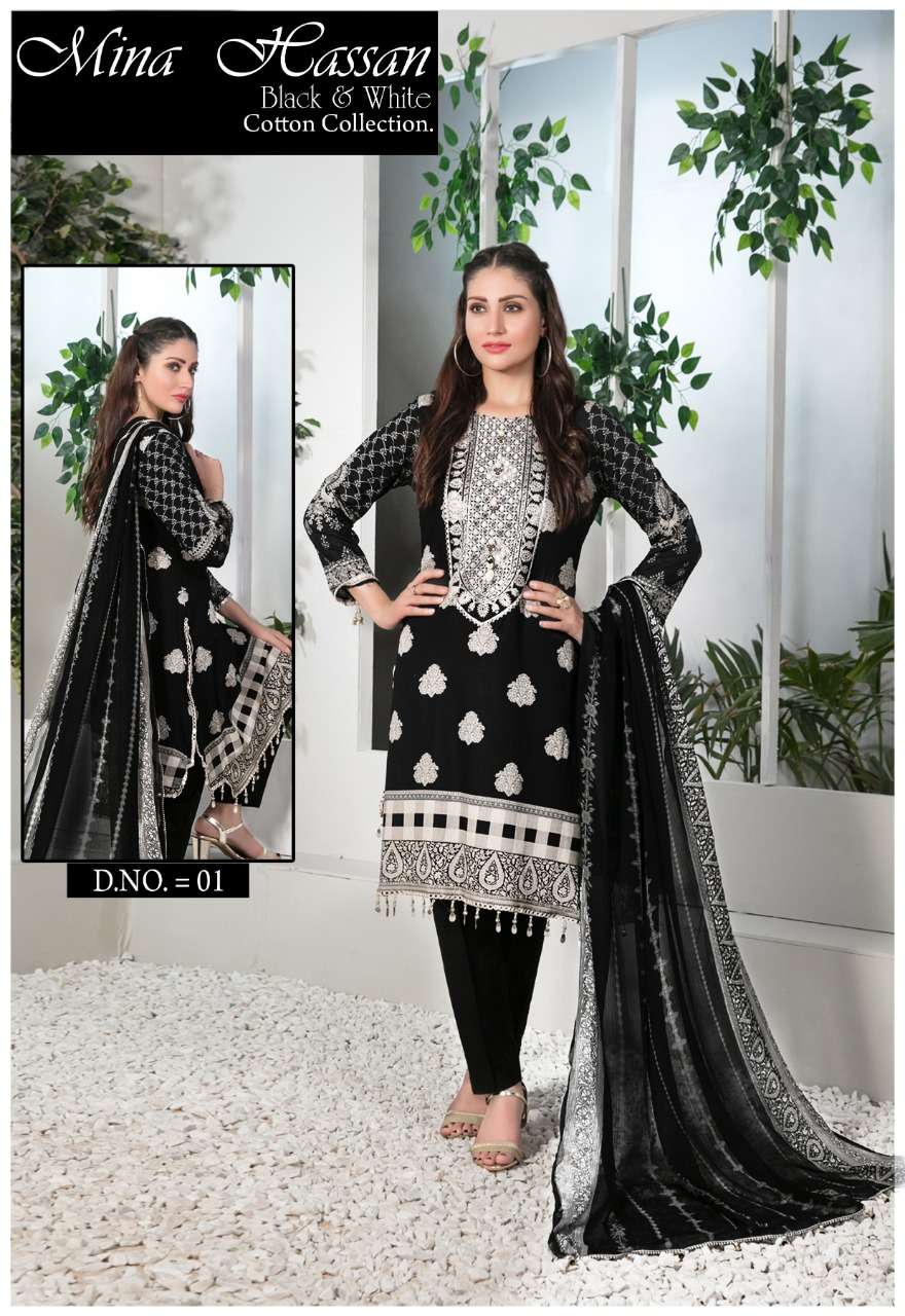 Mina Hassan By Fashid Wholesale 01 To 04 Series Beautiful Suits Colorful Stylish Fancy Casual Wear & Ethnic Wear Pure Cotton Dresses At Wholesale Price