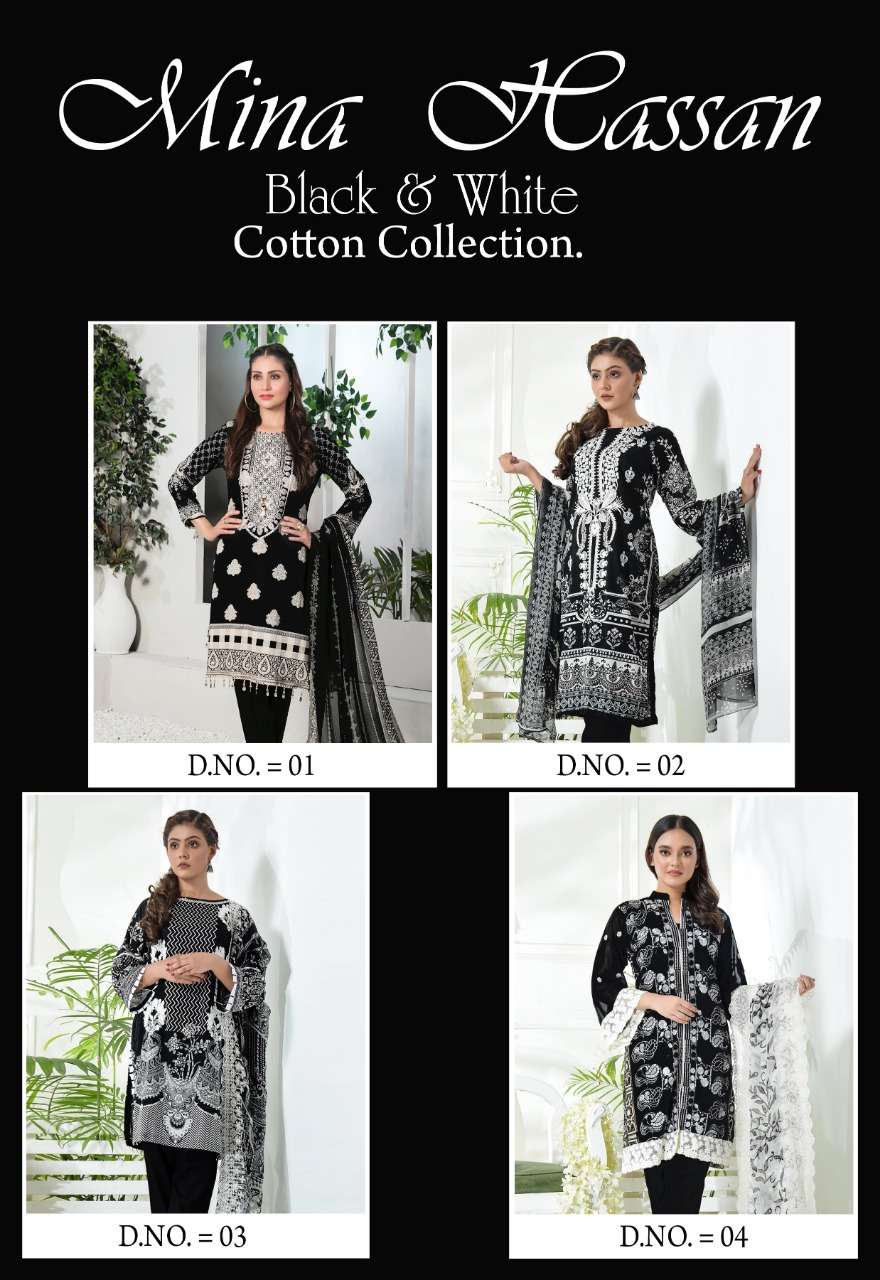 Mina Hassan By Fashid Wholesale 01 To 04 Series Beautiful Suits Colorful Stylish Fancy Casual Wear & Ethnic Wear Pure Cotton Dresses At Wholesale Price
