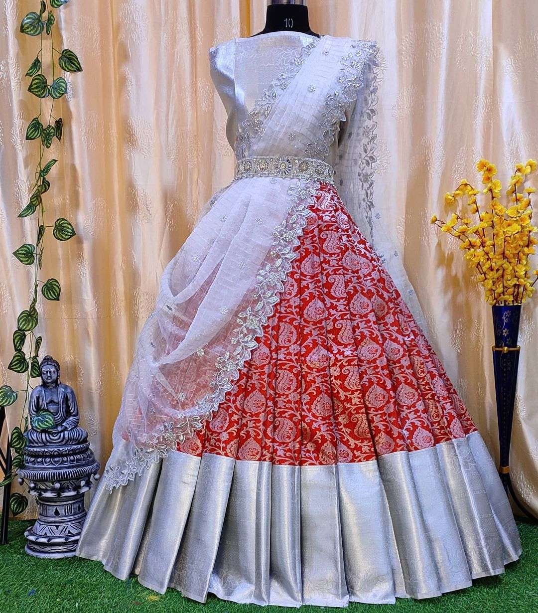 PVR-PUSHPA BY FASHID WHOLESALE 01 TO 07 SERIES DESIGNER BEAUTIFUL NAVRATRI COLLECTION OCCASIONAL WEAR & PARTY WEAR KANJIVARAM SILK LEHENGAS AT WHOLESALE PRICE