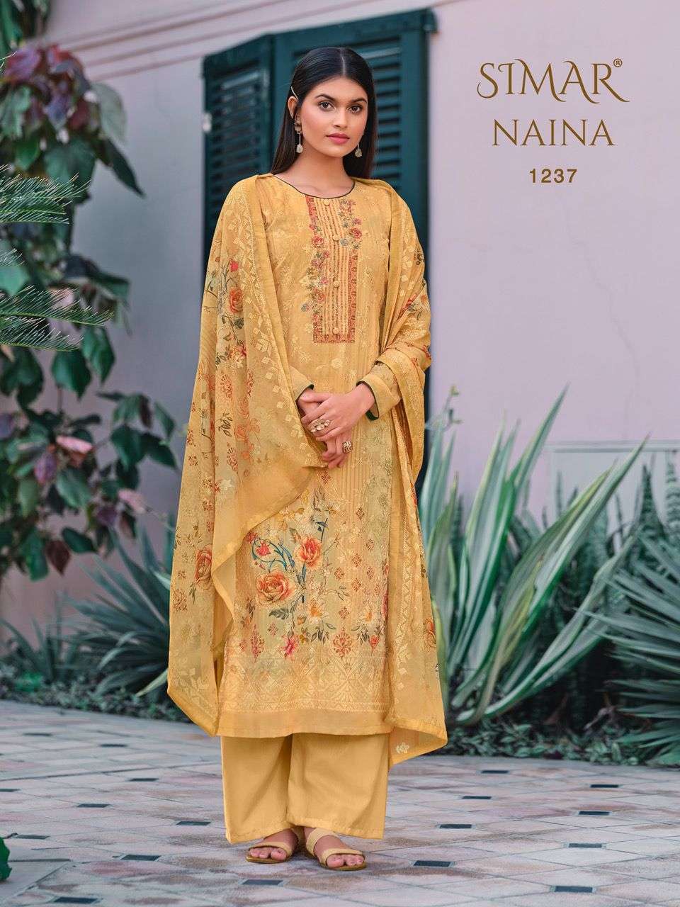 NAINA BY GLOSSY 1231 TO 1238 SERIES BEAUTIFUL SUITS COLORFUL STYLISH FANCY CASUAL WEAR & ETHNIC WEAR PURE GEORGETTE EMBROIDERED DRESSES AT WHOLESALE PRICE
