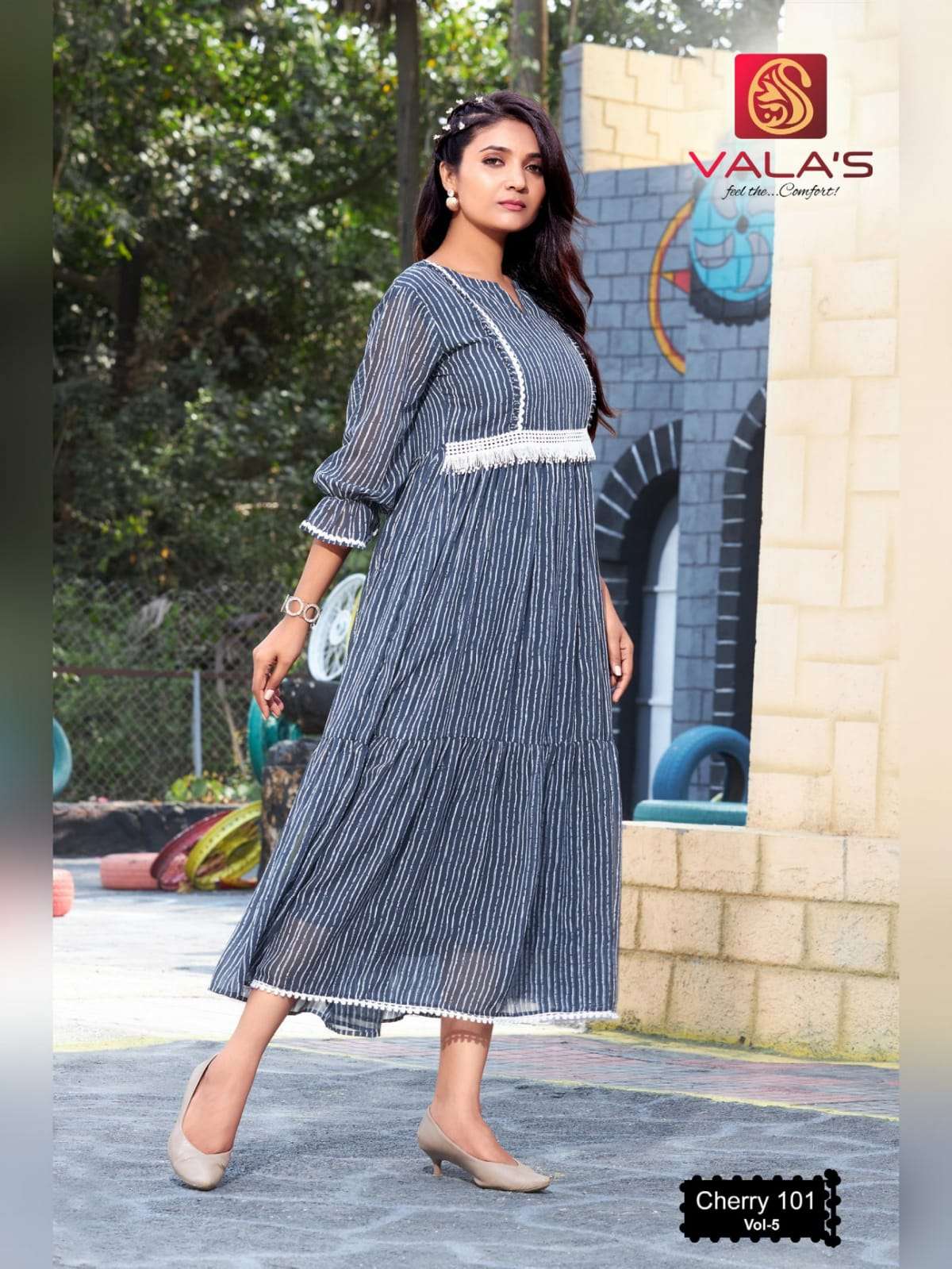 CHERRY VOL-5 BY VALAS 101 TO 106 SERIES BEAUTIFUL STYLISH FANCY COLORFUL CASUAL WEAR & ETHNIC WEAR GEORGETTE PRINT GOWNS AT WHOLESALE PRICE