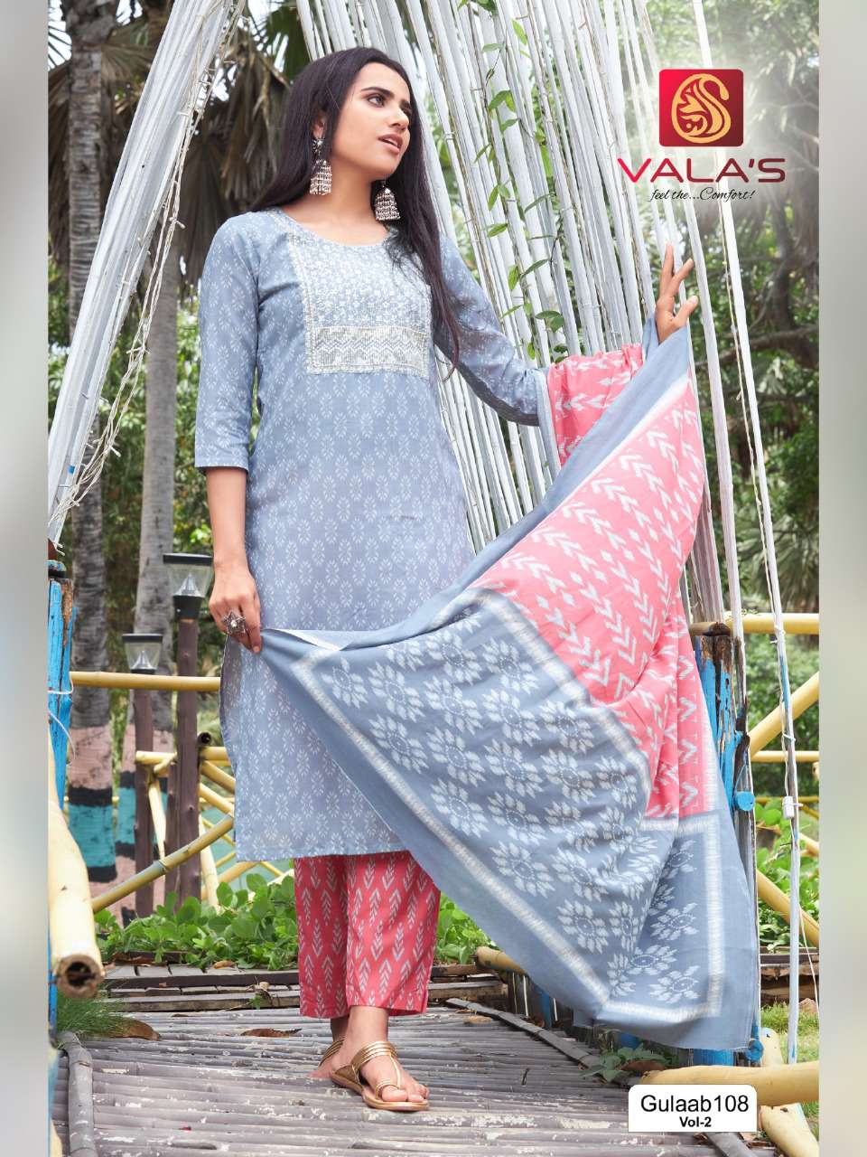 GULAAB VOL-2 BY VALAS 101 TO 108 SERIES BEAUTIFUL SUITS COLORFUL STYLISH FANCY CASUAL WEAR & ETHNIC WEAR COTTON DRESSES AT WHOLESALE PRICE