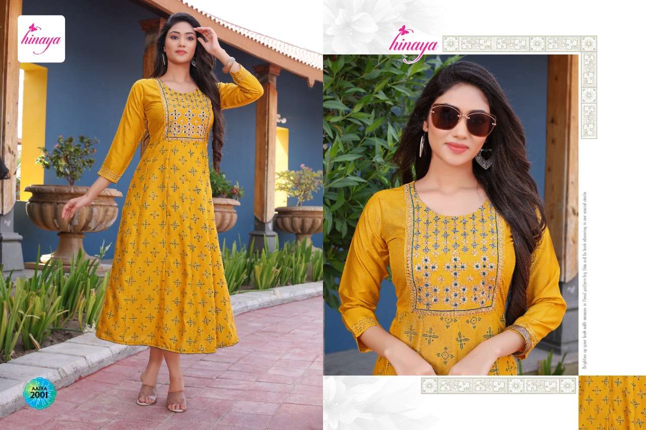 AAINA VOL-3 BY HINAYA 2001 TO 2006 SERIES DESIGNER STYLISH FANCY COLORFUL BEAUTIFUL PARTY WEAR & ETHNIC WEAR COLLECTION RAYON KURTIS AT WHOLESALE PRICE