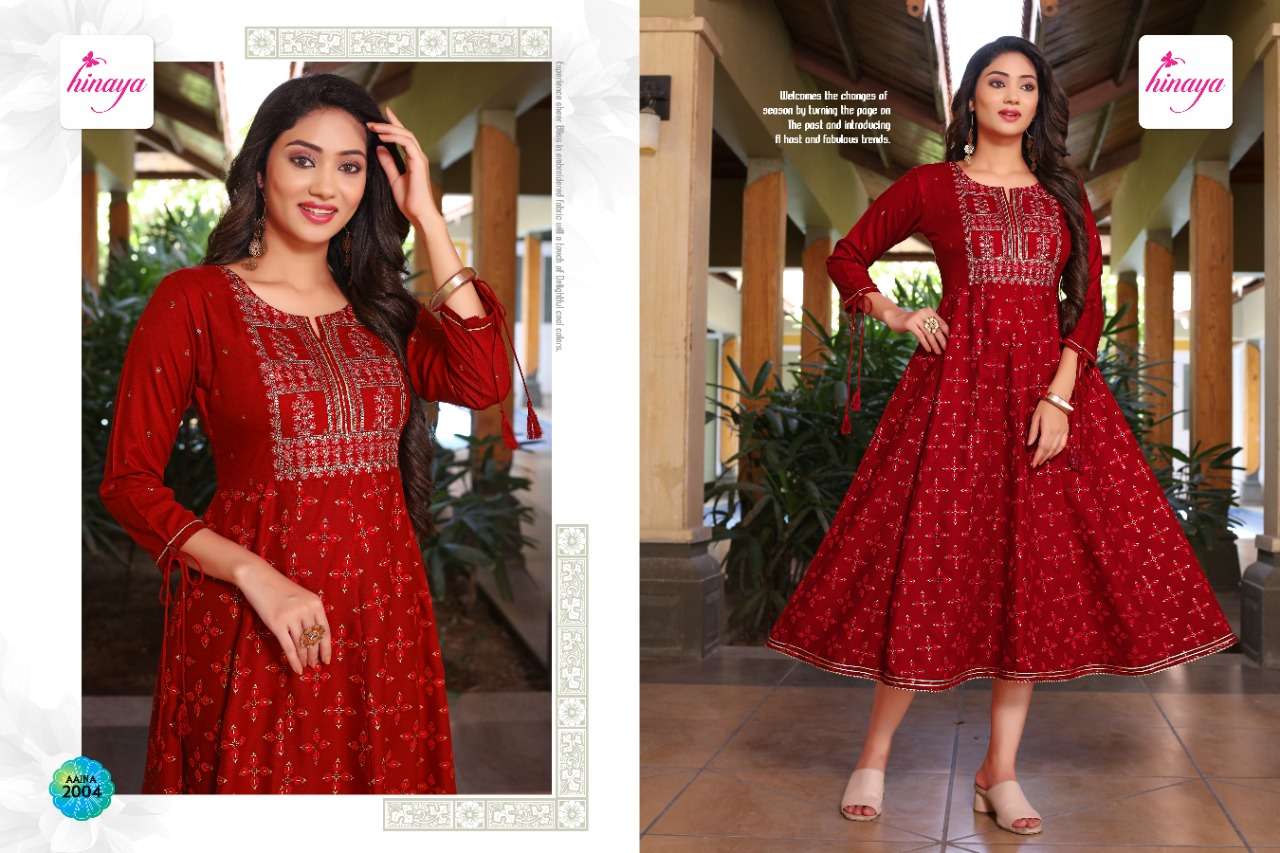 AAINA VOL-3 BY HINAYA 2001 TO 2006 SERIES DESIGNER STYLISH FANCY COLORFUL BEAUTIFUL PARTY WEAR & ETHNIC WEAR COLLECTION RAYON KURTIS AT WHOLESALE PRICE