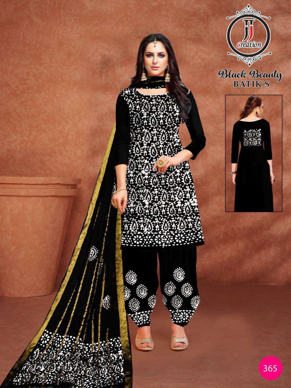 BLACK BEAUTY BATIKS BY JJ CREATION 361 TO 370 SERIES BEAUTIFUL SUITS COLORFUL STYLISH FANCY CASUAL WEAR & ETHNIC WEAR COTTON DRESSES AT WHOLESALE PRICE