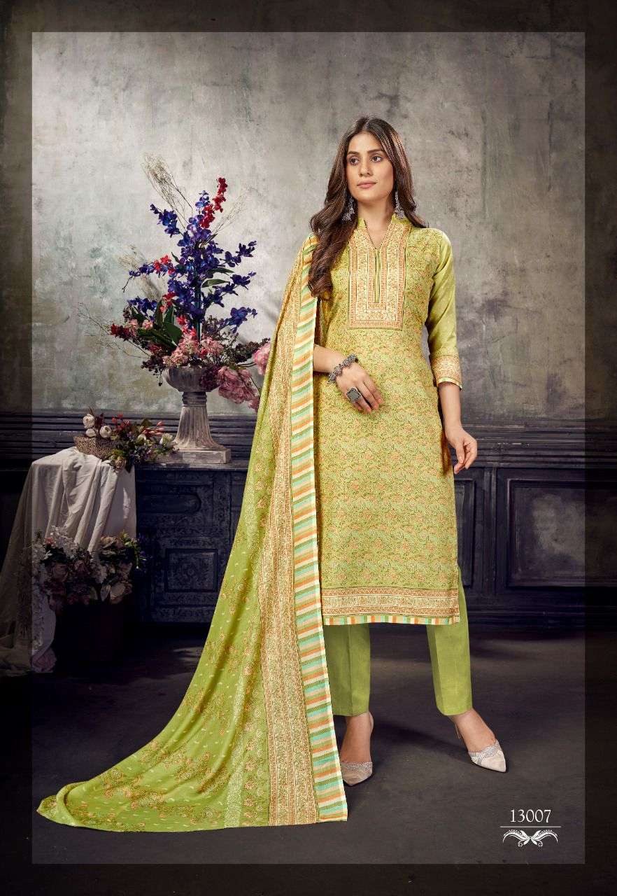 PAKIZAA VOL-13 BY SHIV GORI SILK MILLS 13001 TO 13012 SERIES BEAUTIFUL STYLISH SHARARA SUITS FANCY COLORFUL CASUAL WEAR & ETHNIC WEAR & READY TO WEAR HEAVY COTTON PRINTED DRESSES AT WHOLESALE PRICE