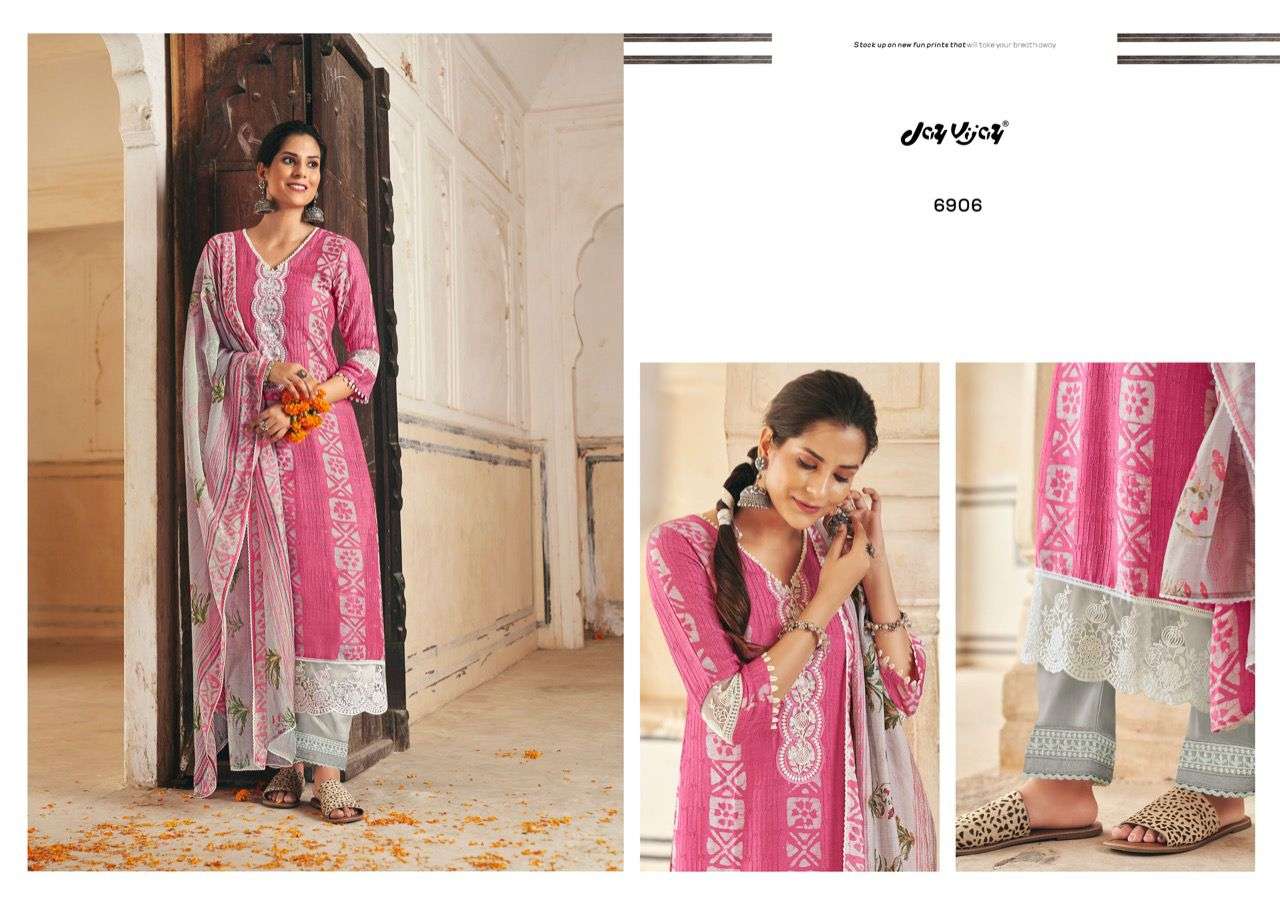 NEW AND NOW VOL-4 BY JAY VIJAY PRINTS 6901 TO 6910 SERIES BEAUTIFUL SUITS COLORFUL STYLISH FANCY CASUAL WEAR & ETHNIC WEAR PURE SILK PRINT DRESSES AT WHOLESALE PRICE