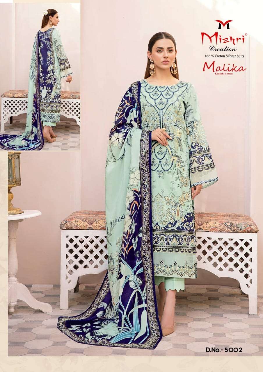 MALLIKA VOL-5 BY MISHRI CREATION 5001 TO 5006 SERIES INDIAN TRADITIONAL WEAR COLLECTION BEAUTIFUL STYLISH FANCY COLORFUL PARTY WEAR & OCCASIONAL WEAR PURE COTTON PRINT DRESSES AT WHOLESALE PRICE