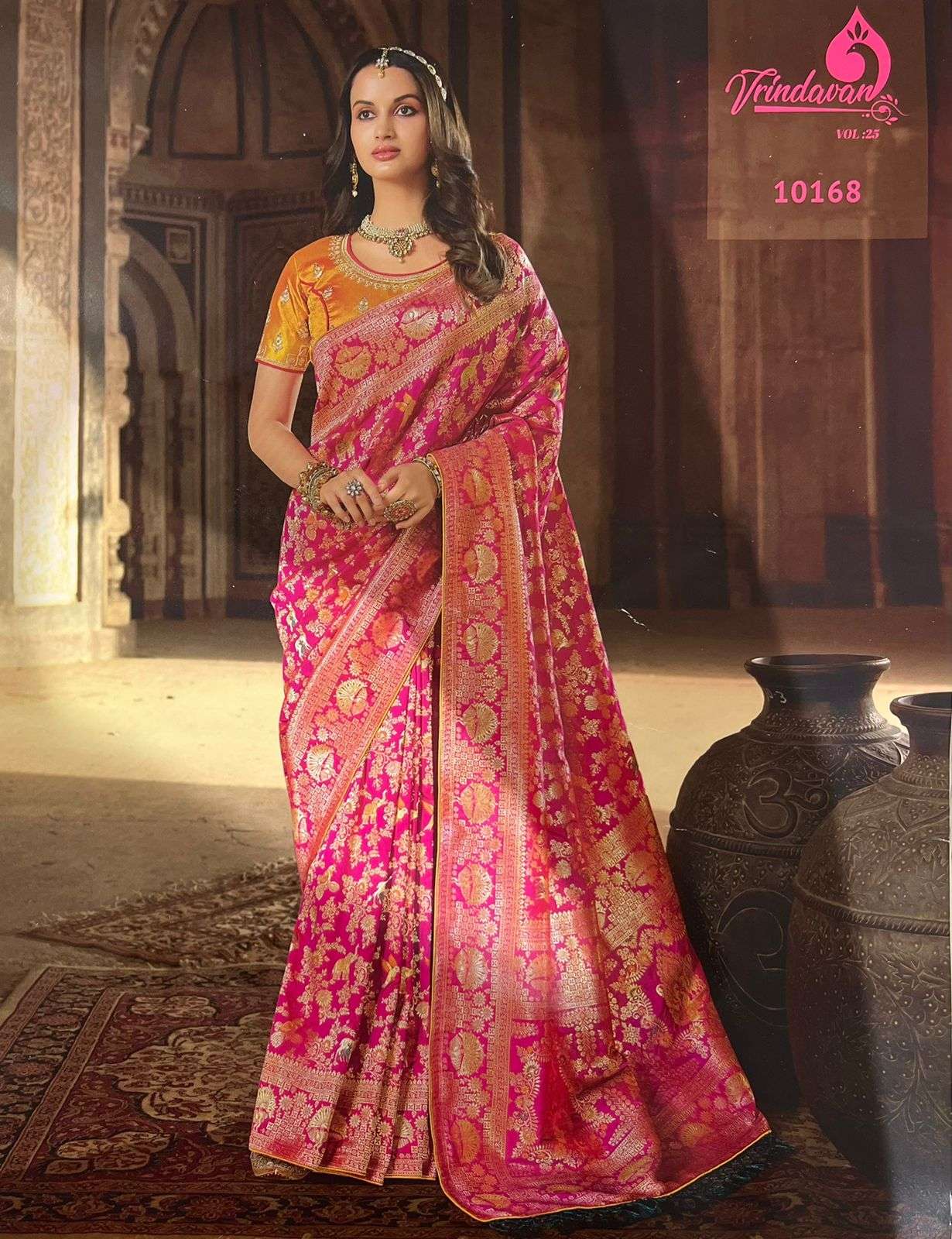 Vrindavan Vol-25 By Vrindavan 10166 To 10180 Series Indian Traditional Wear Collection Beautiful Stylish Fancy Colorful Party Wear & Occasional Wear Silk Sarees At Wholesale Price