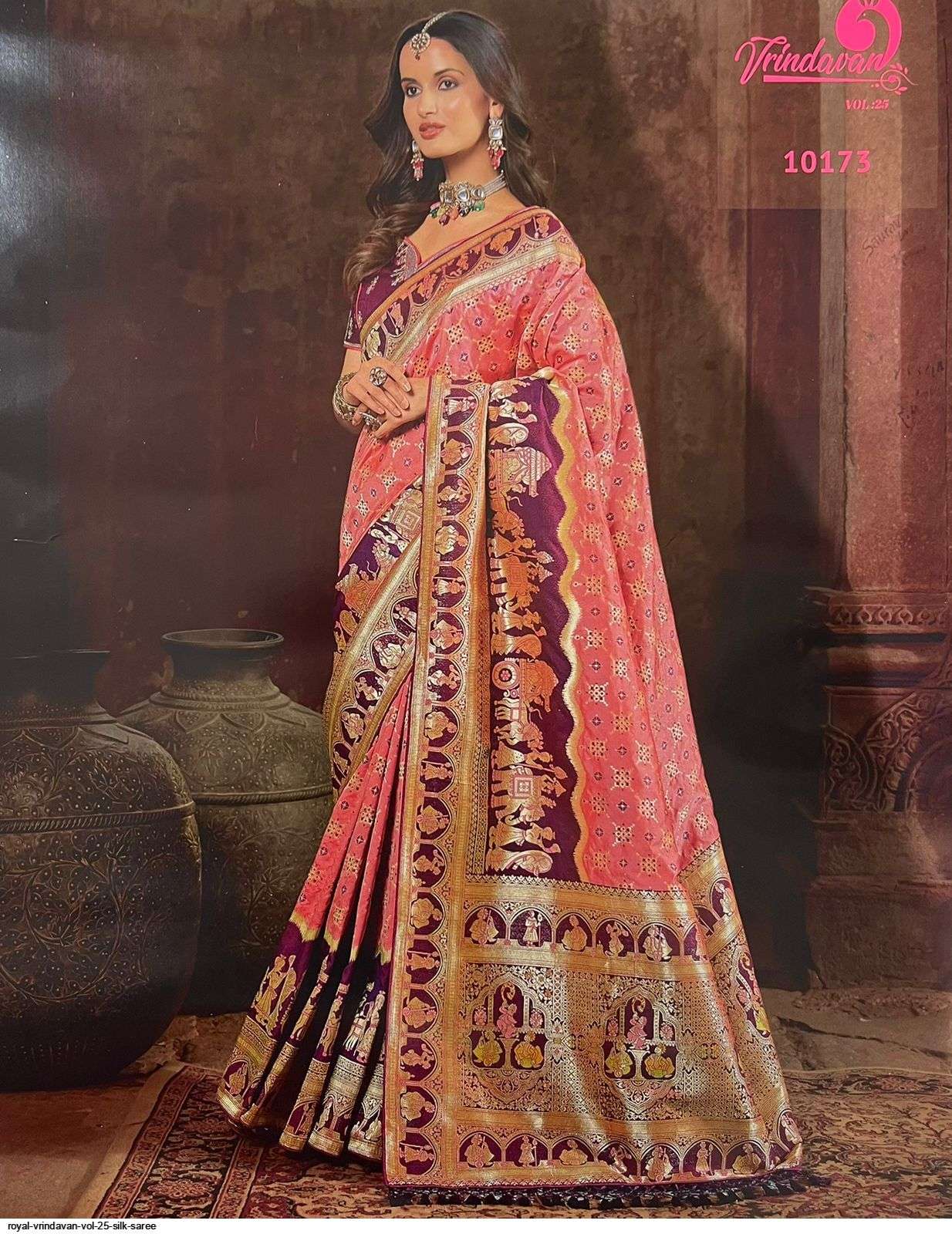 Vrindavan Vol-25 By Vrindavan 10166 To 10180 Series Indian Traditional Wear Collection Beautiful Stylish Fancy Colorful Party Wear & Occasional Wear Silk Sarees At Wholesale Price