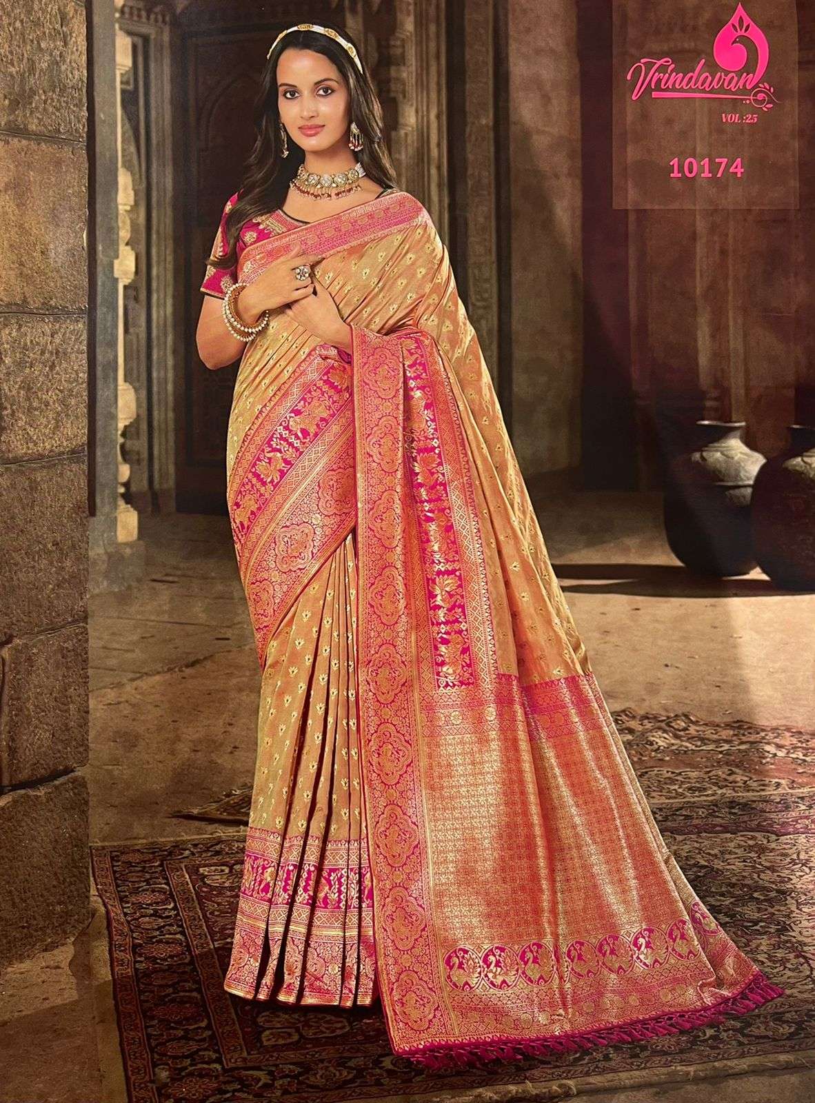 Vrindavan Vol-25 By Vrindavan 10166 To 10180 Series Indian Traditional Wear Collection Beautiful Stylish Fancy Colorful Party Wear & Occasional Wear Silk Sarees At Wholesale Price