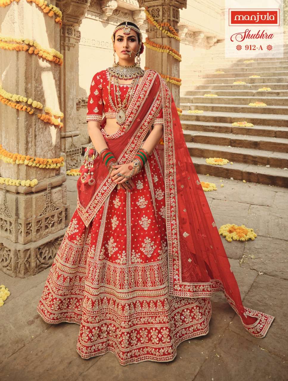 SHUBHRA BY MANJULA DESIGNER BEAUTIFUL NAVRATRI COLLECTION OCCASIONAL WEAR & PARTY WEAR SILK LEHENGAS AT WHOLESALE PRICE