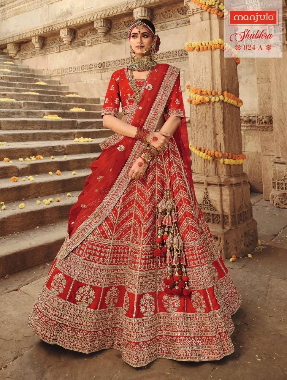 SHUBHRA BY MANJULA DESIGNER BEAUTIFUL NAVRATRI COLLECTION OCCASIONAL WEAR & PARTY WEAR SILK LEHENGAS AT WHOLESALE PRICE