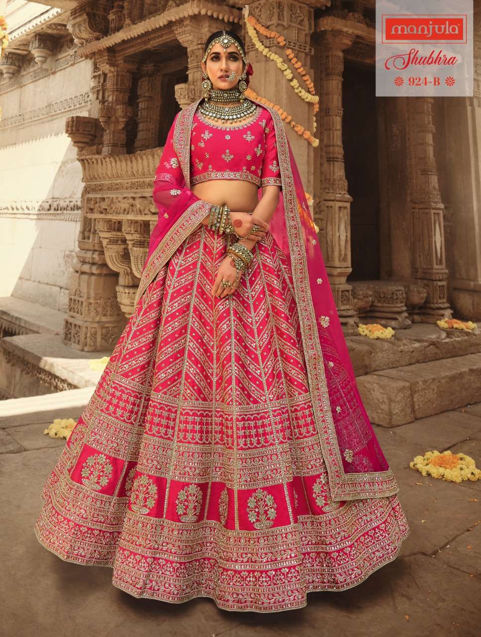 SHUBHRA BY MANJULA DESIGNER BEAUTIFUL NAVRATRI COLLECTION OCCASIONAL WEAR & PARTY WEAR SILK LEHENGAS AT WHOLESALE PRICE